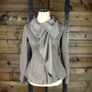 Guess Asymmetrical Zip Ruffle Knit Jacket - XS